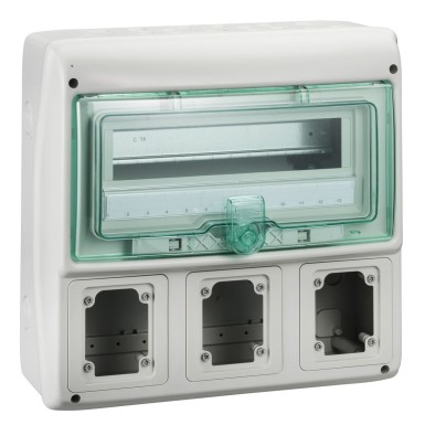 10365 - Schneider Electric - Kaedra - enclosure - for sockets - 340 x 335 mm - 13 modules - 3 openings