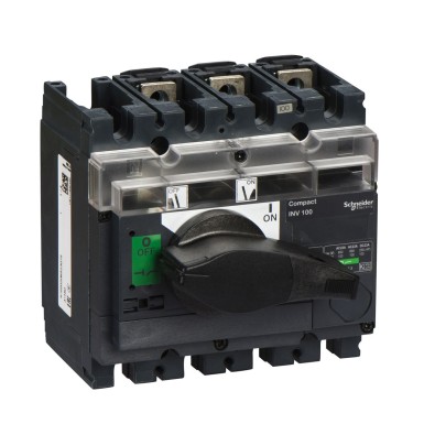 31160 - Schneider Electric - switch disconnector, Compact INV100, visible break, 100 A, standard version with black rotary handle, 3P