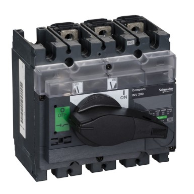 31162 - Schneider Electric - switch disconnector, Compact INV200, visible break, 200 A, standard version with black rotary handle, 3P