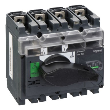 31167 - Schneider Electric - switch disconnector, Compact INV250, visible break, 250 A, standard version with black rotary handle, 4P