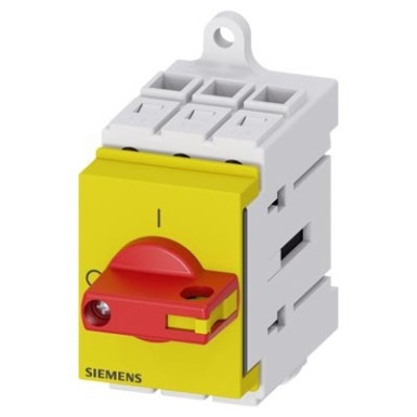 3LD3130-0TK13 - Siemens - Switch-disconnector 3LD3, Iu 25 A General switch 3-pole rated power with AC-23 A for 400V 9.0kW Installation in distribution boards, Basic switch with selector knob red / yellow