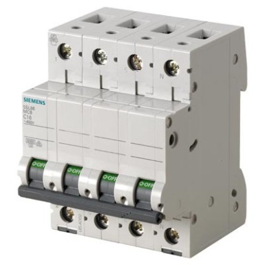 5SL6601-7 - Siemens - Miniature circuit breaker 400 V 6kA, 3+N-pole, C, 1 A