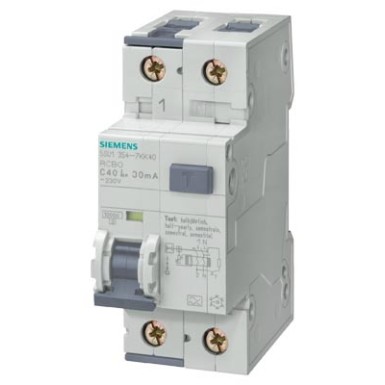 5SU1354-1KK25 - Siemens - RCBO, 10 kA, 1P+N, Type AC, 30 mA, C-Char, In: 25 A, Un AC: 230 V