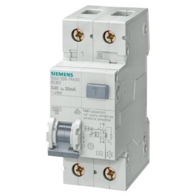 5SU1356-0KK13 - Siemens - RCBO, 6 kA, 1P+N, Type AC, 30 mA, B char., In: 13 A, Un AC: 230 V