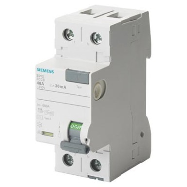 5SV3316-6 - Siemens - Differential switch, 2-pole, type A, In: 63 A, 30 mA, Un AC: 230 V