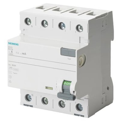 5SV3347-6KL - Siemens - Differential switch, 4P, type A, In: 80 A, 30 mA, Un AC: 400 V, N left