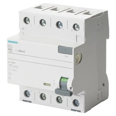 5SV3647-6 - Siemens - Differential switch, 4P, type A, In: 80 A, 300 mA, Un AC: 400 V