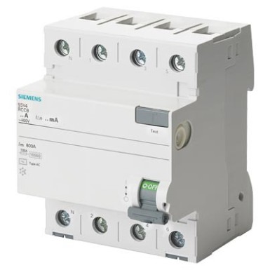 5SV4342-0KL - Siemens - Differential switch, 4P, Type AC, In: 25 A, 30 mA, Un AC: 400 V, N left