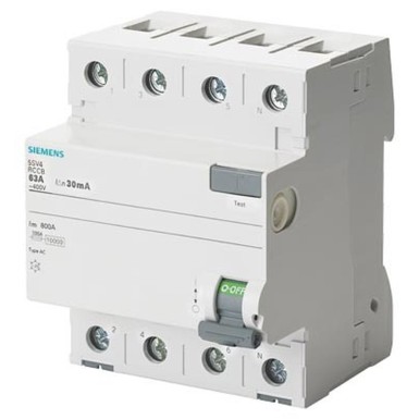 5SV4642-0 - Siemens - Differential switch, 4P, Type AC, In: 25 A, 300 mA, Un AC: 400 V