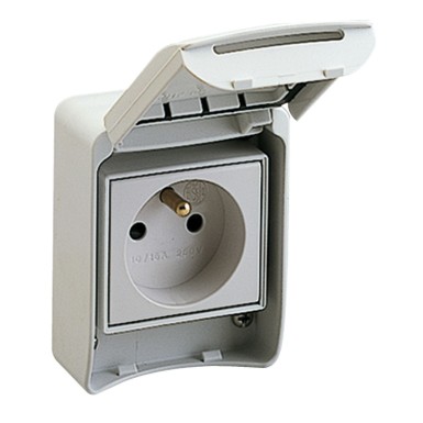 81140 - Schneider Electric - PratiKa - socket FR 2P+E - 65x85mm - 10/16A 250V - IP55 - gray RAL7035