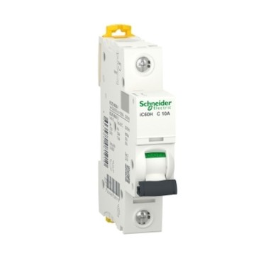 A9F84110 - Schneider Electric - Miniature circuit breaker (MCB), Acti9 iC60H, 1P, 10A, C curve, 10000A (IEC/EN 60898-1), 15kA (IEC/EN 60947-2)