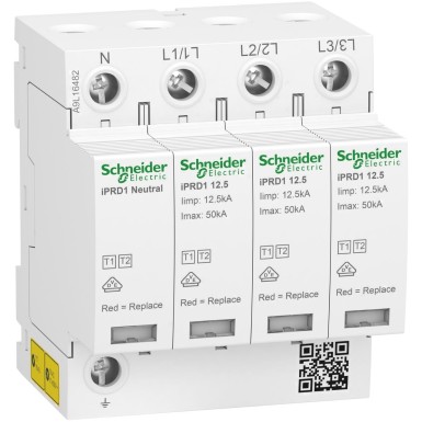 A9L16482 - Schneider Electric - Acti9 Surge arrester iPRD1 12.5r - debro type1 - 3P+N - 350V - signal report - TT TN
