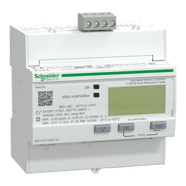 A9MEM3255 - Schneider Electric - Acti9 iEM - three-phase energy meter - TI - multitariff - kW alarm - Modbus - MID