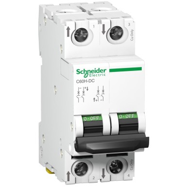 A9N61526 - Schneider Electric - Miniature circuit breaker (MCB), Acti9 C60H-DC, 2P, 6A, C curve, 6kA (IEC/EN 60947-2)