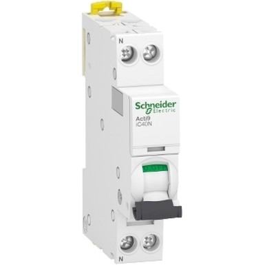 A9P64620 - Schneider Electric - Miniature circuit breaker (MCB), Acti9 iC40N, 1P+N, 20A, D curve, 6kA/10kA
