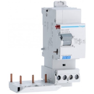 BDC440F - Hager - Differential block 3P+N 40A 30mA AC - Ref: BDC440F