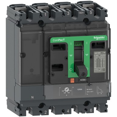 C10H6TM080 - Schneider Electric - Circuit breaker, ComPacT NSX100H, 70kA/415VAC, 4P 3D (neutral not protected), TMD trip unit 80A