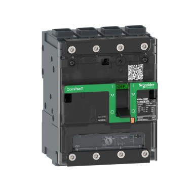 C12E4TM125L - Schneider Electric - Circuit breaker, ComPacT NSXm 160E, 16kA/415VAC, 4 poles 4D (neutral fully protected), TMD trip unit 125A, EverLink lugs