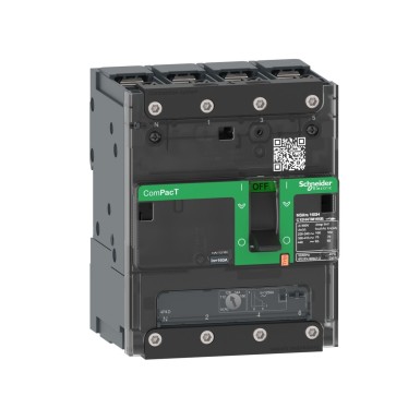 C12N4TM160B - Schneider Electric - Circuit breaker, ComPacT NSXm 160N, 50kA/415VAC, 4P 4D (neutral fully protected), TMD trip unit 160A, lugs/busbars