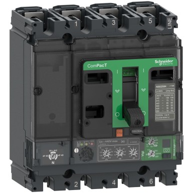 C16F44V160 - Schneider Electric - Circuit breaker, ComPacT NSX160F, 36kA/415VAC, 4 poles, MicroLogic Vigi 4.2 trip unit 160A