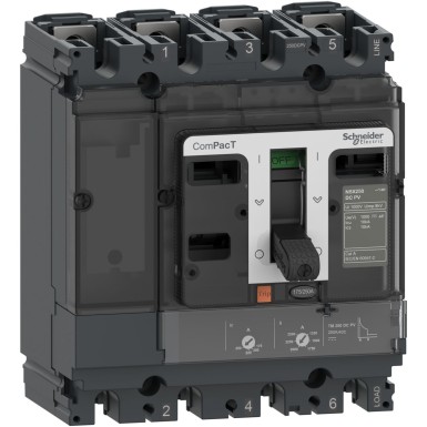 C25F4TM200D1 - Schneider Electric - Circuit breaker, ComPacT NSX200 DC PV, 10kA/1000VDC, 4P, TM-DC PV trip unit 200A