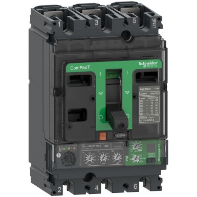 C25N34V160 - Schneider Electric - ComPacT NSX250N - Vigi circuit breaker - MicroLogic 4.2 160A - 3P3D - 50kA - fixed