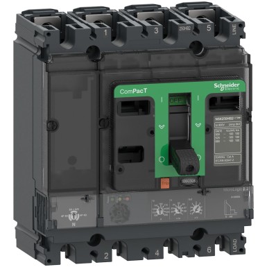 C25N42D250 - Schneider Electric - ComPacT NSX250N - circuit breaker - MicroLogic 2.2 250A - 4P4D - 50kA - fixed mounting