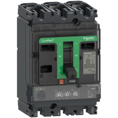 C25W32D250 - Schneider Electric - Circuit breaker, ComPacT NSX250HB2, 100kA/690VAC, 3P, MicroLogic 2.2 trip unit 250A