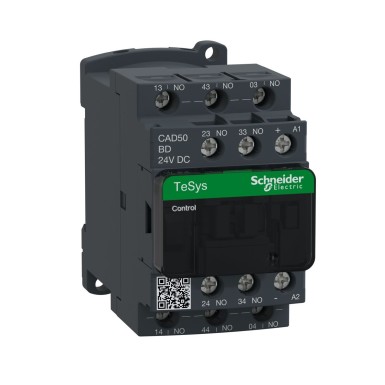 CAD50BD - Schneider Electric - Control relay, TeSys Deca, 5NO, 0 to 690V, 24VDC standard coil, screw clamp