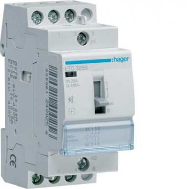 ETC325S - Hager - Day-Night Silent Contactor 25A - 3N - 230V - Ref: ETC325S