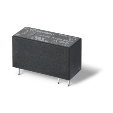 418170249024 - Finder - Low profile miniature solid-state relay; installation on a printed circuit board; findings in increments of 5mm; 5a output (24V DC); 24V DC input; Waterproofing RTIII