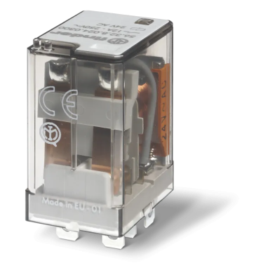 563491100040 - Finder - Miniature power electromechanical relay; Installation in a socket or Faston tips (4.8x0.5mm); 4CO 12A; AGNI contacts; Coil 110V DC; degree of protection of RTI; Options: Test button + fur.InDicator