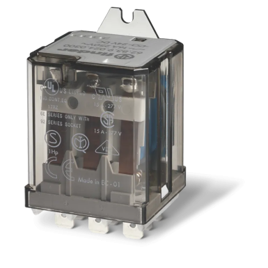 628382300000 - Finder - Power electromechanical relay; Installation in the tips of Faston 250 (6.3x0.8mm); 3CO 16A; AGCDO contacts; Coil 230V AC; degree of protection of RTI; mounted flange; Options: No