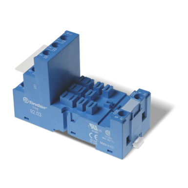 9203SMA - Finder - Rosette with screw terminals (with clamping curtain) for relay 62.31, 62.32, 62.33; Modules are used 86.00, 86.30, 99.02; included metal clip 092.71; Version: Blue