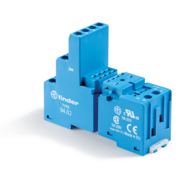 9402SPA - Finder - Socket with screw terminals (with clamping clamp) for relay 55.32, timer 85.02; Modules are used 86.00, 99.02; Included plastic clip 094.91.3; Version: Blue