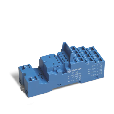9454SPA - Finder - Socket with non-free terminals (spring clamp) for relay 55.32, 55.34, timer 85.02, 85.04; Modules 99.02 are used; Included plastic clip 094.91.3; Version: Blue