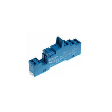 9555SMA - Finder - Rosette with eventless terminals (spring clamp) for relay 40.51, 40.52, 40.61, 40.62; Modules 99.02, 86.03 are used; Included metal clip 095.71; Version: Blue