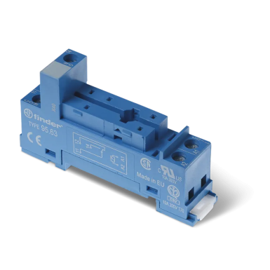 9563SMA - Finder - Socket with screw terminals (with clamping clamp) for relay 40.31; Modules 99.01 are used; Included metal clip 095.71; Version: Blue