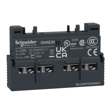 GVAE20 - Schneider Electric - Auxiliary contact block,TeSys Deca,2NO,front mounting,for GV2