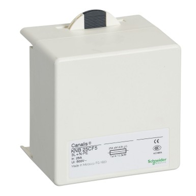 KNB25CF5 - Schneider Electric - Tap off unit, Canalis KN, for NF cylindrical fuses, 25A, 3L+N+PE, fuses not provided, IP55
