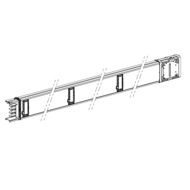 KSA250ED4306 - Schneider Electric - Horizontal distribution length, Canalis KSA250, aluminium, 250A, fixed length 3m, 6 outlets, 3L+N+PE, white RAL9001