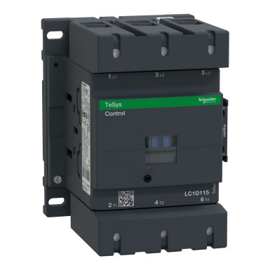 LC1D115BD - Schneider Electric - Contactor, TeSys Deca, 3P(3NO), AC-3/AC-3e, <=440V, 115A, 24V DC standard coil, screw clamp terminals