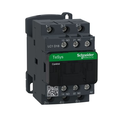 LC1D18LE7 - Schneider Electric - Contactor, TeSys Deca, 3P(3NO), AC-3/AC-3e, <=440V, 18A, 208V AC 50/60Hz coil