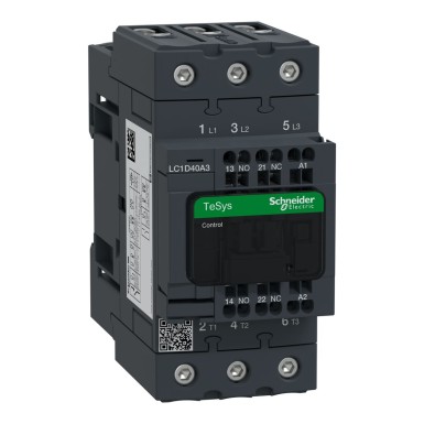 LC1D40A3P7 - Schneider Electric - Contactor, TeSys Deca, 3P(3 NO), AC-3/AC-3e, 0 to 440V, 40A, 230VAC 50/60Hz coil, spring