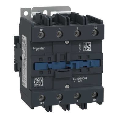 LC1D80004Q7 - Schneider Electric - Contactor, TeSys Deca, 4P(4NO), AC-1, <=440V, 125A, 380V AC 50/60Hz coil