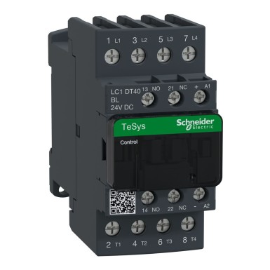 LC1DT40BL - Schneider Electric - Contactor, TeSys Deca, 4P(4 NO), AC-1, 0 to 440V, 40A, 24VDC low cons coil