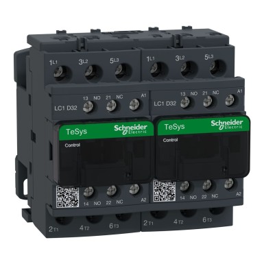 LC2D32P7 - Schneider Electric - Reversing contactor, TeSys Deca, 3P(3 NO), AC-3, 0 to 440V, 32A, 230VAC coil, with electrical interlocking