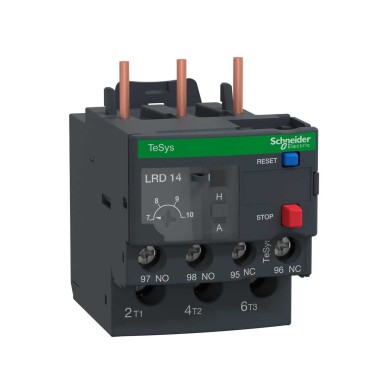 LRD14 - Schneider Electric - Thermal overload relay, TeSys Deca, 690VAC, 7 to 10A, 1NO+1NC, class 10A, screw clamp