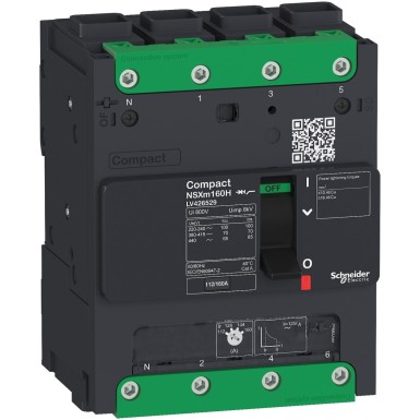 LV426229 - Schneider Electric - circuit breaker ComPact NSXm B (25 kA at 415 VAC), 4P 4d, 160 A rating TMD trip unit, EverLink connectors