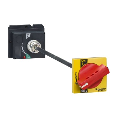LV429340 - Schneider Electric - Extended rotary handle, ComPact NSX 100/160/250, red handle/yellow front, shaft length 185mm to 600mm, IP55